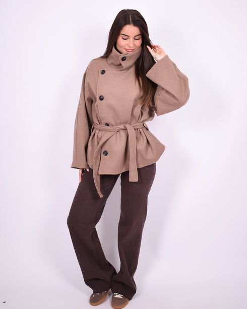 Col trenchcoat taupe