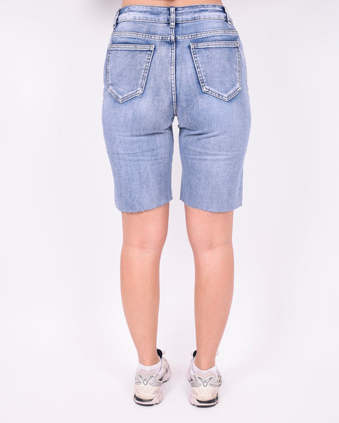 fitted stretch jort blue