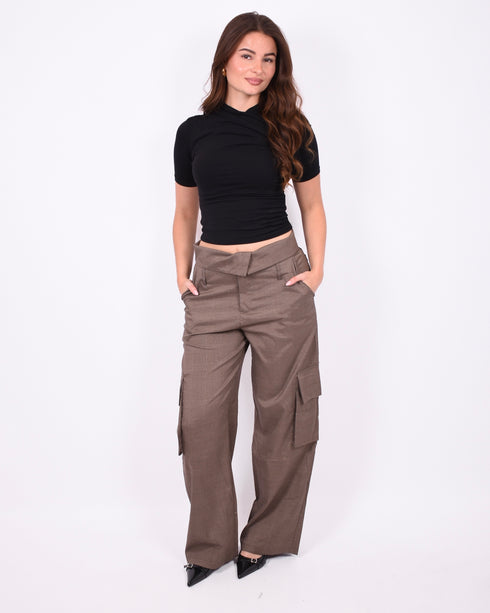 foldover checkered cargo pants