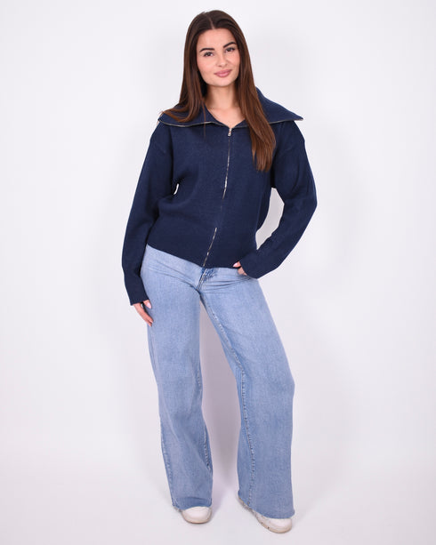 Zip Cardigan navy