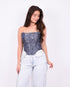 Paisley corset top navy