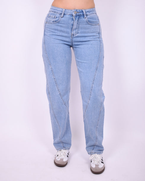 lined balloon stretch jeans blue