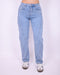 lined balloon stretch jeans blue