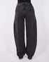 dark grey barrel cargo stretch jeans