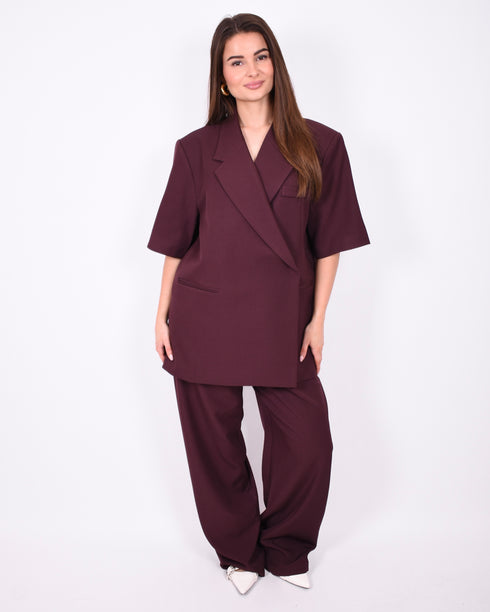 bibi short sleeve blazer bordeaux
