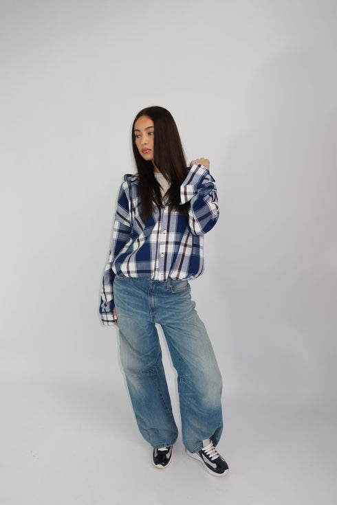 priority checkered jacket blue