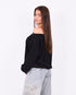 off shoulder studs sweater black