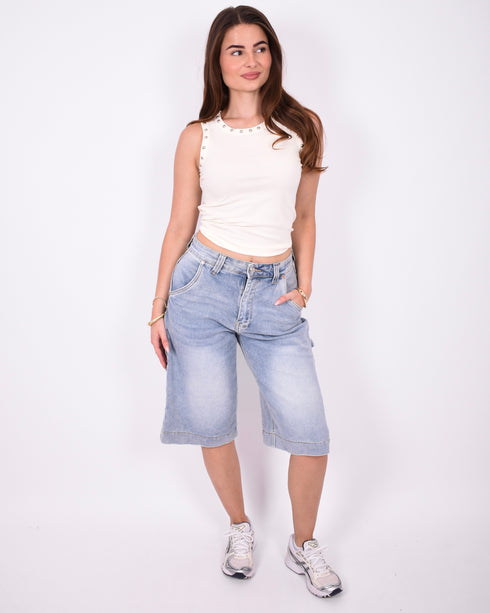 carpenter stretch jort blue