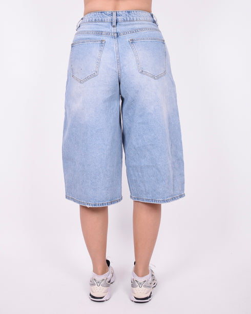 cross waist stretch jort