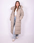 Maxi puffer coat taupe