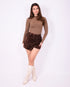 sequin stretch skort brown