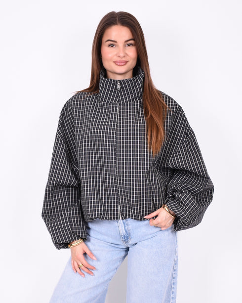 checkered bomber windjacket black