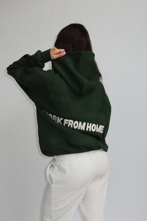 priority work from home hoodie green