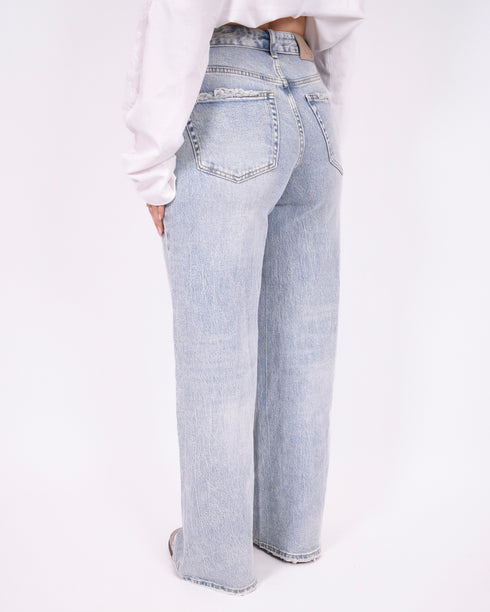 Foldover Wide leg stretch jeans