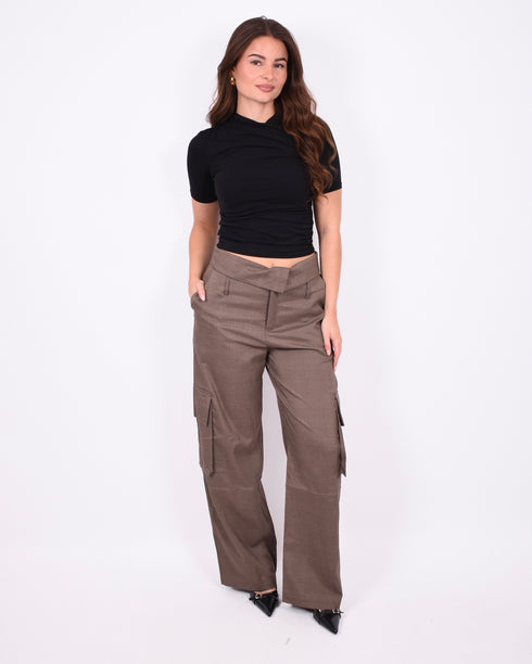 foldover checkered cargo pants