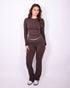 fold over flared pants brown