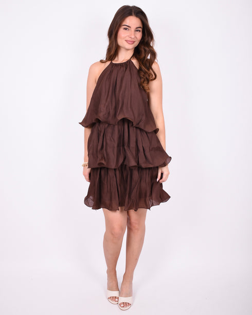 ruffle dress brown