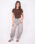 dirty vintage washed balloon stretch jeans