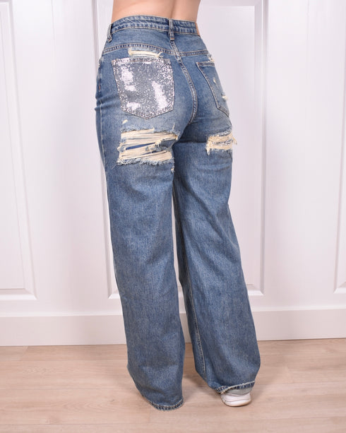 cross rhinestone bum ripped jeans