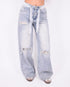 lace ripped jeans