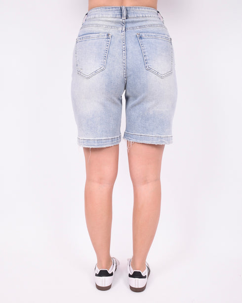 ripped stretch jort vintage blue 3.0