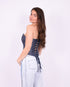 Paisley corset top navy