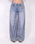 button wide leg jeans light blue