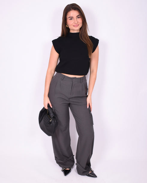 boss babe suit dark grey