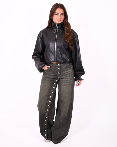 puffy leather jacket