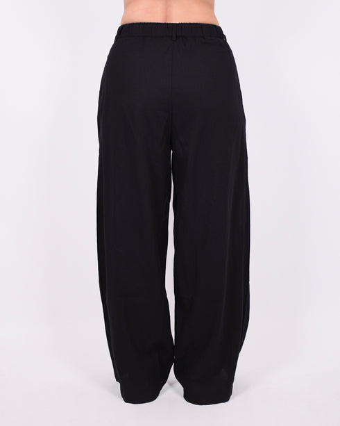 linnen stripe pants black