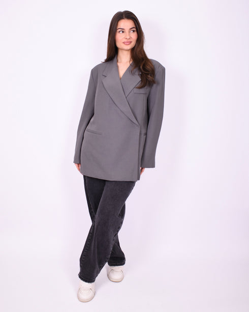 bibi boxy fit blazer dark grey