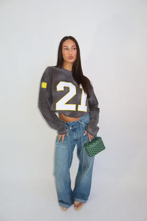 Priority ‘21’ longsleeve grey/yellow