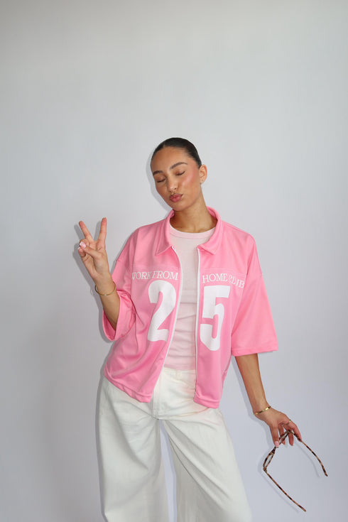 Work from home Jersey zipper pink
