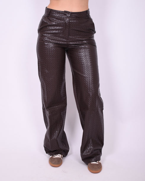 Braided leather pants Brown