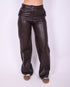 Braided leather pants Brown