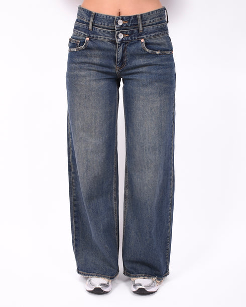 Double waist stretch jeans vintage blue