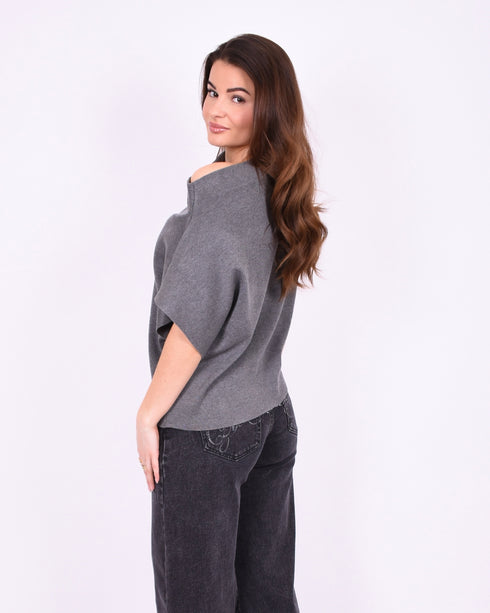 Off shoulder knit top grey