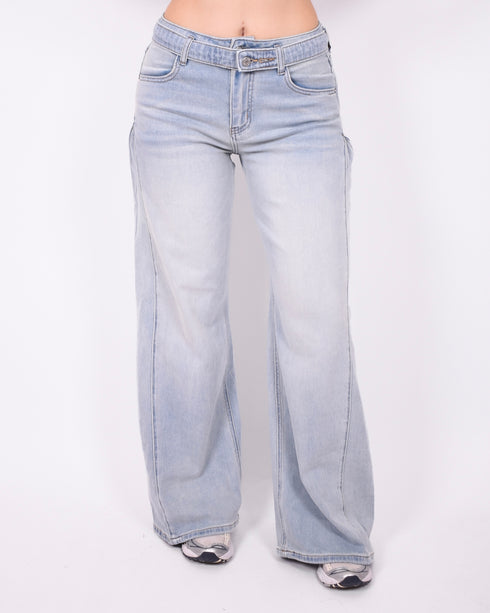 double wide leg stretch jeans light blue