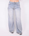 double wide leg stretch jeans light blue