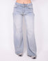 double wide leg stretch jeans light blue