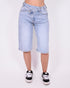 studs cross waist stretch jort