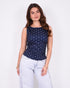 Polkadot open back top navy