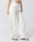 foldover stretch jeans off white