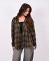 Checkered rhinestone flannel kaki