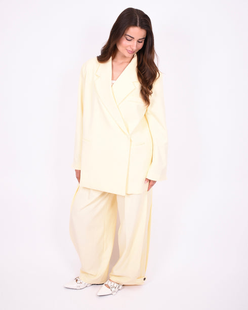 Pleated button pantalon yellow