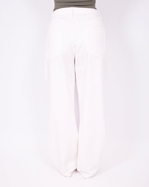baggy pleated jeans white