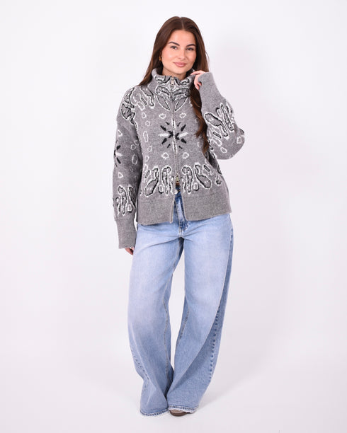 Paisley knit vest light grey