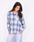 Checked rhinestone blouse Blue