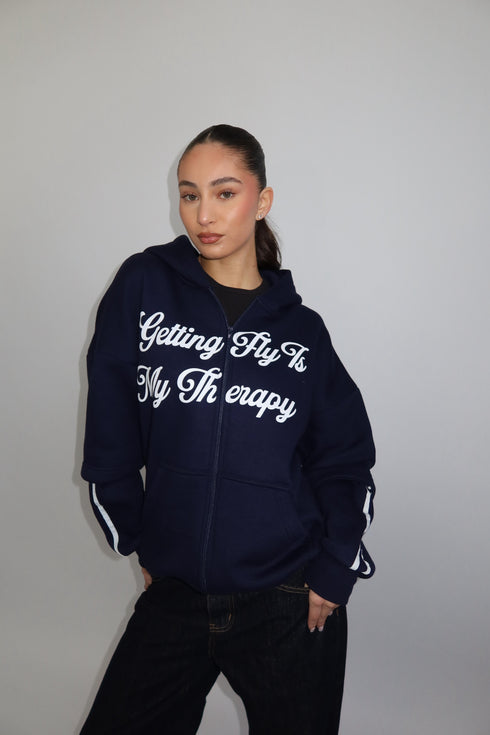 priority getting fly zip hoodie navy