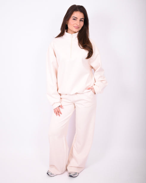 Wide leg jogger cream
